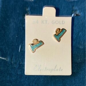 Gold-tone Turquoise #1 Stud Earrings